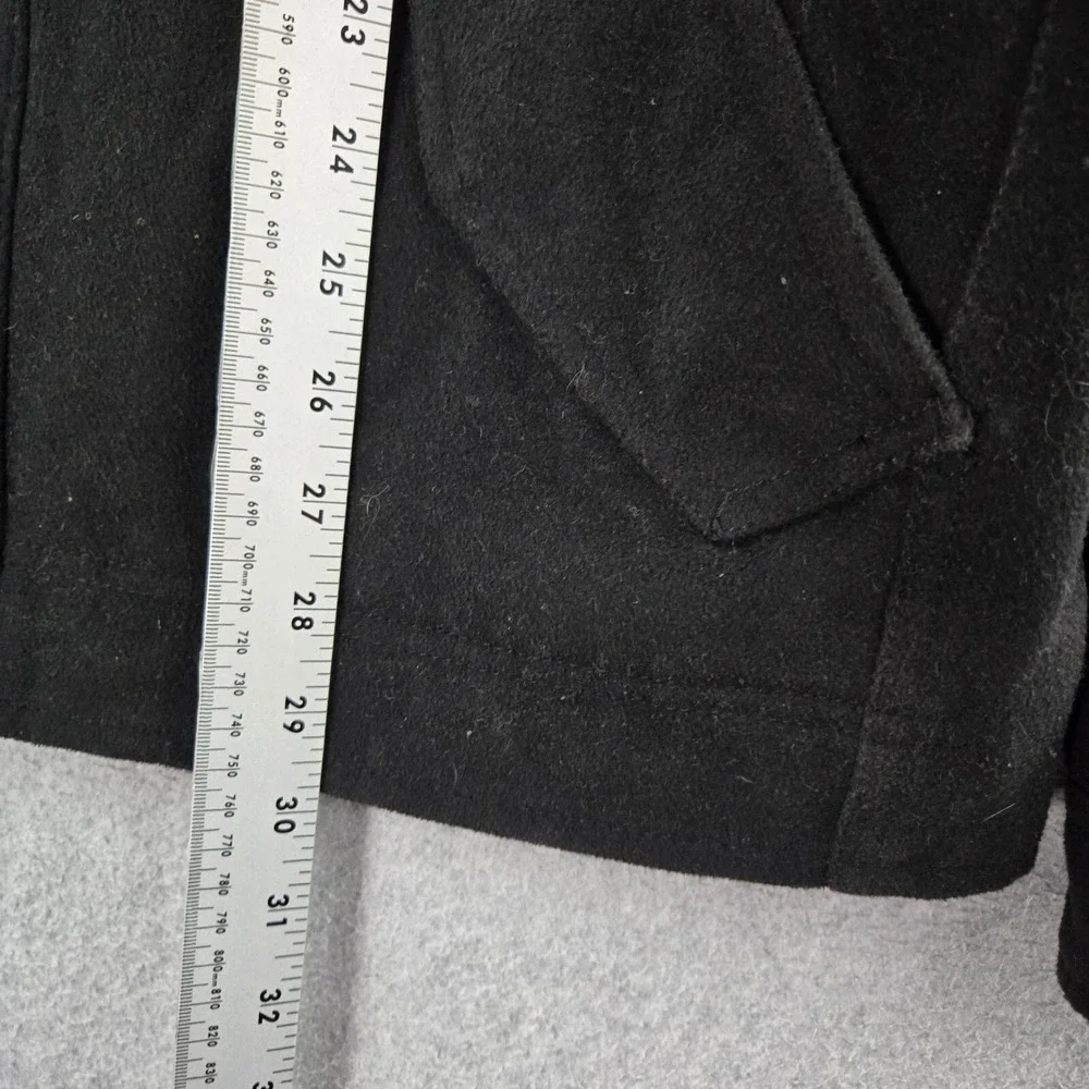 Levi's Men Jacket L Black Military Quilted Lined Hooded Wool Blend Full Zip READ